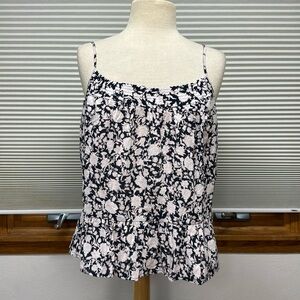 J. Crew NWT Blue Pink Rose Vines Crinkle Cotton Tank Top Size Small